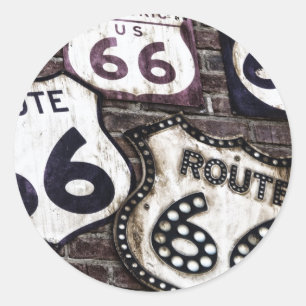 Iconic Route 66 Classic Round Sticker