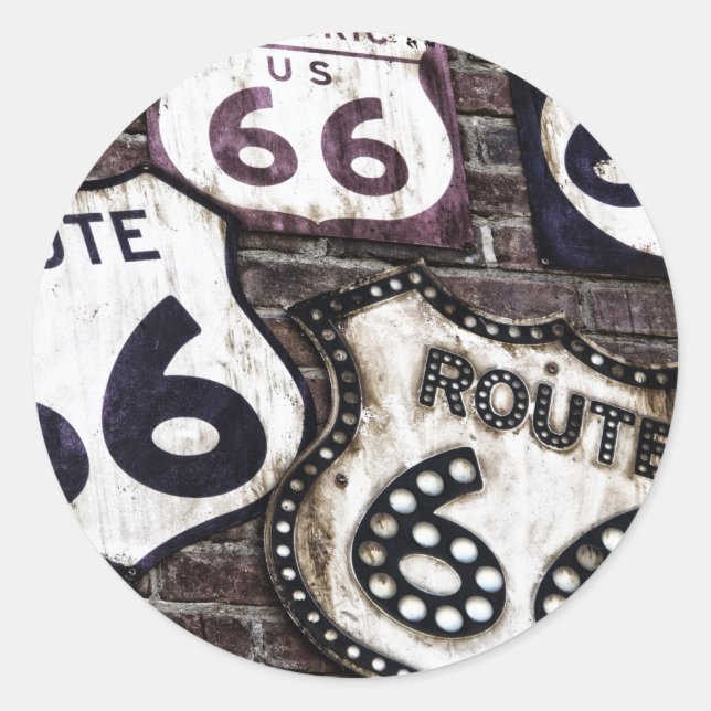 Iconic Route 66 Classic Round Sticker (Front)