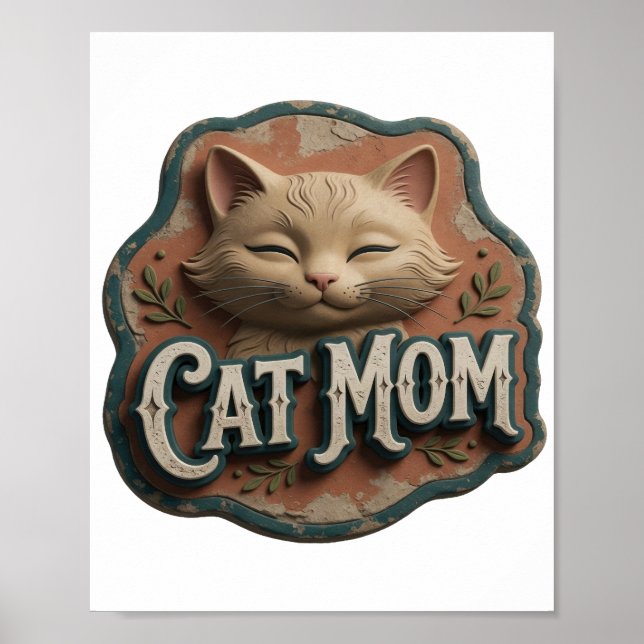 Iconic Silver CAT MOM Poster (Front)