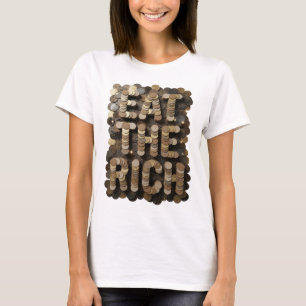 Iconic Silver EAT THE RICH Text Design T-Shirt