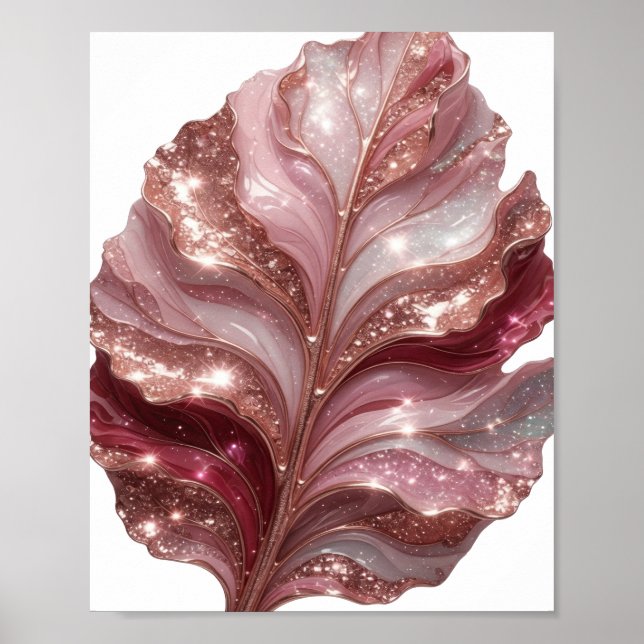 Iconic Silver GLOWING LEAF Print (Front)