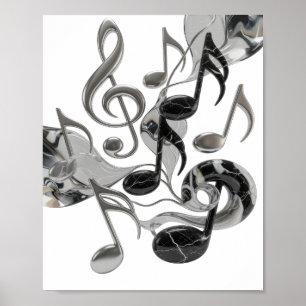 Iconic Silver MUSIC IN MOTION Design Poster