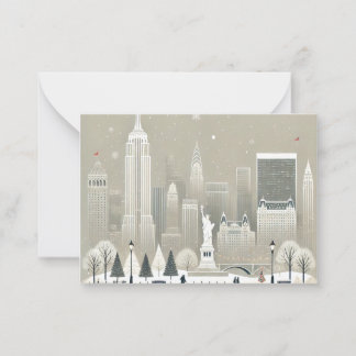 Iconic Statue of Liberty & NYC Skyline Holiday  Card