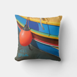 Iconic Striped Old Fishing Boats Malta Souvenir Cushion