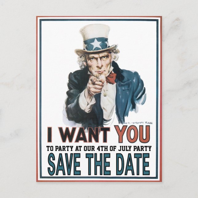 Iconic Vintage Uncle Sam Party Announcement (Front)