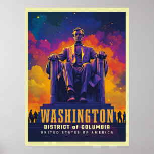 Iconic Washington D.C. with Lincoln Memorial Poster