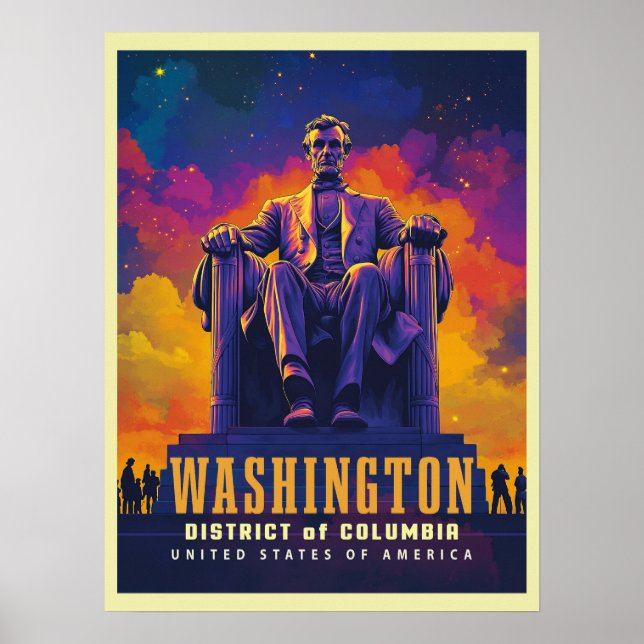 Iconic Washington D.C. with Lincoln Memorial Poster (Front)