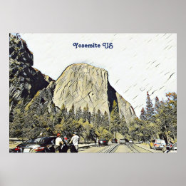 Iconic Yosemite National Park US Rock Mountain  Poster