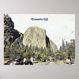 Iconic Yosemite National Park US Rock Mountain  Poster