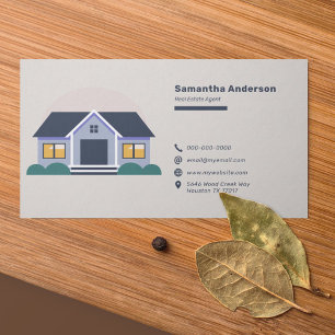 Icons & Cartoon House - Real Estate Agent Business Card