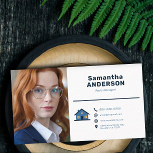 Icons & Custom Photo - Real Estate Agent Business Card