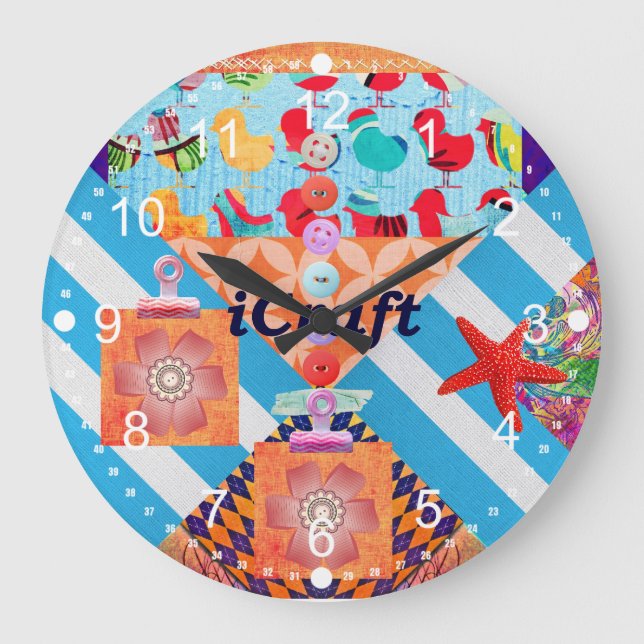 iCraft Scrapbooking and Buttons Craft Gifts Large Clock (Front)