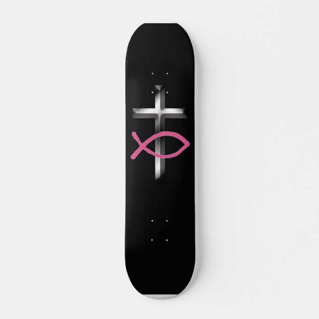 Icthus & Cross Skateboard (Front)