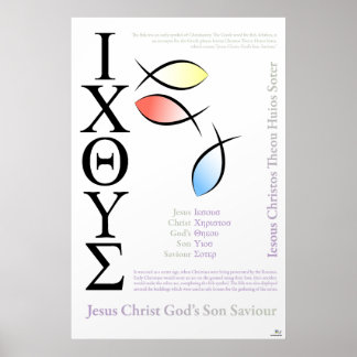 Icthus Fish Symbol English Spelling Poster