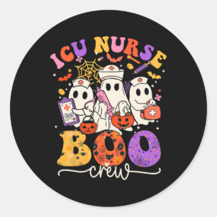 Icu Boo Crew Costume Funny Nurse Ghost Halloween  Classic Round Sticker
