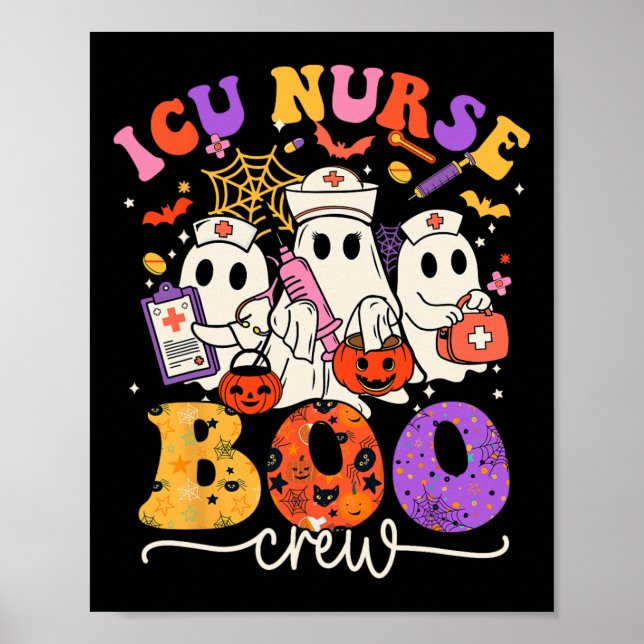Icu Boo Crew Costume Funny Nurse Ghost Halloween  Poster (Front)