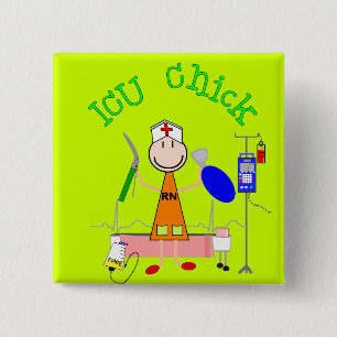 ICU Chick (Nurse) 15 Cm Square Badge