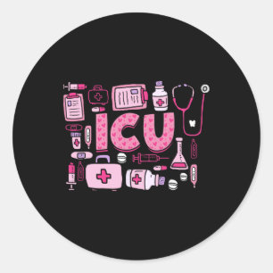 Icu Happy Valentines Day Intensive Care Unit Nurse Classic Round Sticker