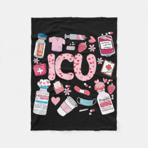 Icu Happy Valentines Day Intensive Care Unit Nurse Fleece Blanket
