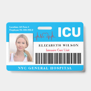 ICU Intensive Care Unit Employee Photo ID Badge