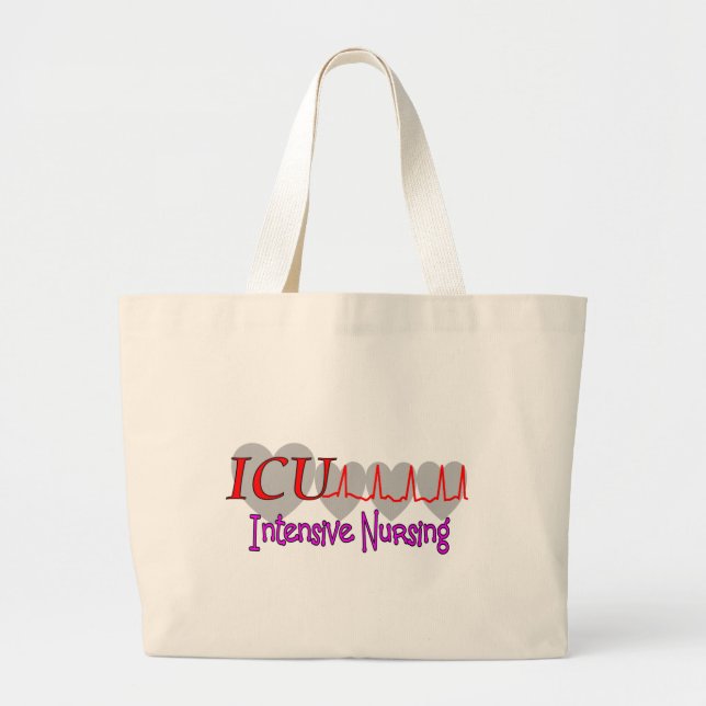 ICU INTENSIVE Nursing  Unique Gifts Large Tote Bag (Front)