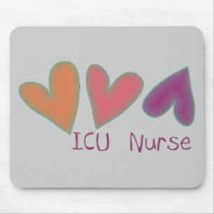 ICU Nurse 3 Hearts Mouse Pad