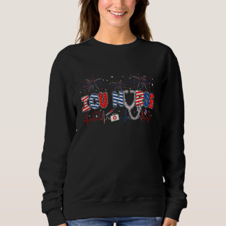 Icu Nurse 4th Of July American Patriotic Usa Steth Sweatshirt