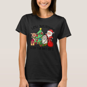 ICU Nurse Christmas Stethoscope Nurses Xmas Scrub T-Shirt