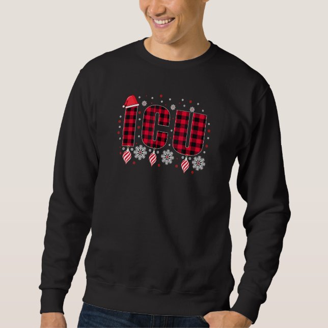Icu Nurse Christmas Themed Plaid Pattern Cool Sweatshirt (Front)