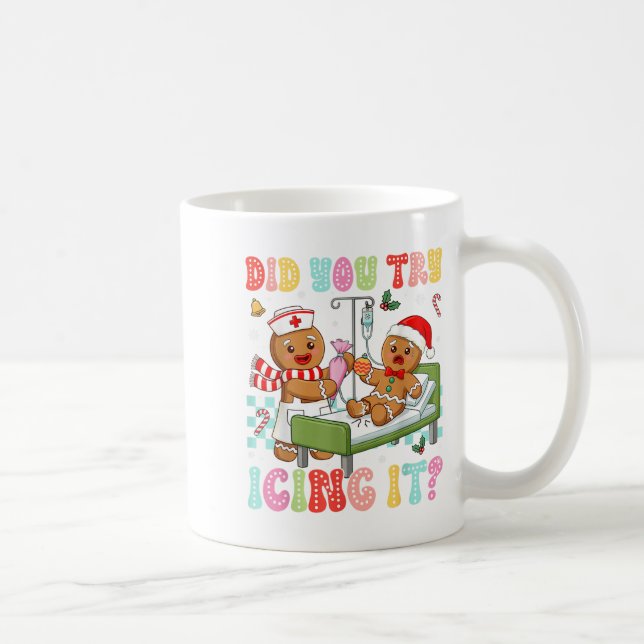 Icu Nurse Did You Try Icing It Christmas Retro Gin Coffee Mug (Right)