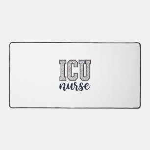 ICU Nurse Floral Varsity Shirt Design_1 Desk Mat