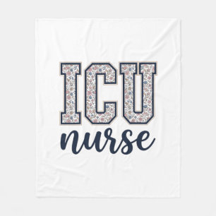 ICU Nurse Floral Varsity Shirt Design_1 Fleece Blanket