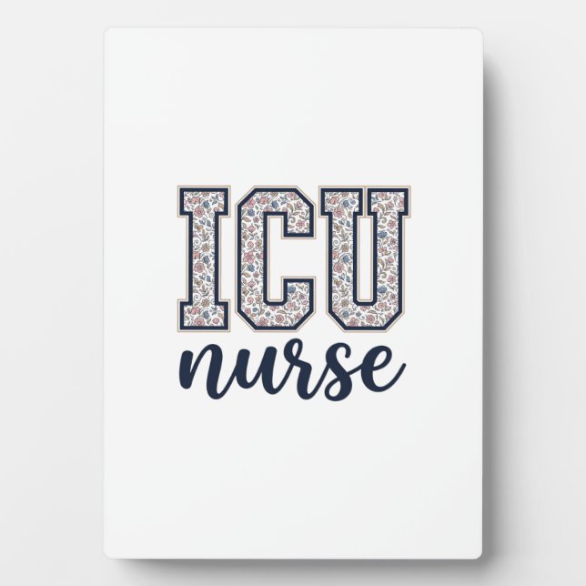ICU Nurse Floral Varsity Shirt Design_1 Plaque (Front)