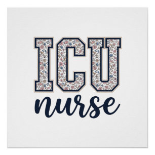 ICU Nurse Floral Varsity Shirt Design_1 Poster