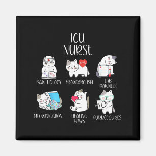 ICU Nurse Funny Cat Intensive Care Unit Nursing Magnet