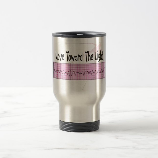 ICU Nurse Gift--Hilarious V-Fib EKG Strip Design Travel Mug (Center)