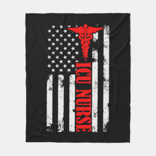 ICU Nurse Gift Registered Nurse Nursing July 4th Fleece Blanket
