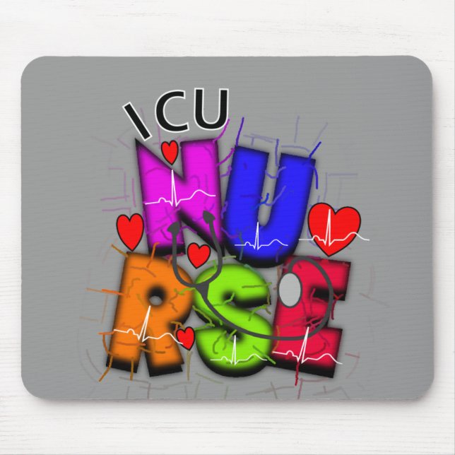 ICU Nurse Gifts, Artsy QRS design Mouse Pad (Front)