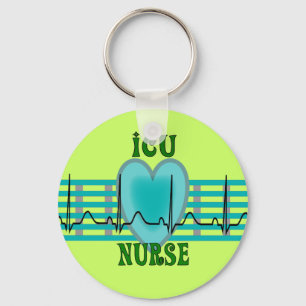 ICU Nurse Gifts, QRS & Heart Design Key Ring