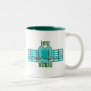 ICU Nurse Gifts, QRS & Heart Design Two-Tone Coffee Mug