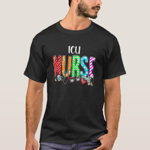 ICU Nurse Plaid Red Love Heart Stethoscope RN Nurs T-Shirt