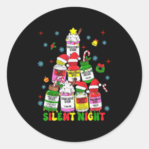 Icu Nurse Silent Night Profol Christmas Tree Merry Classic Round Sticker