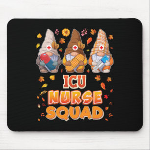 Icu Nurse Squad Gnomes Thanksgiving Grateful Fall  Mouse Pad