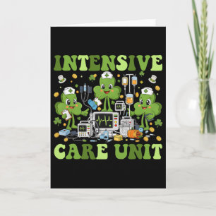 Icu Nurse St Patricks Day Shamrock Intensive Care Card