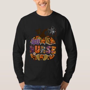 Icu Nurse Stethoscope Leopard Halloween Pumpkin Co T-Shirt