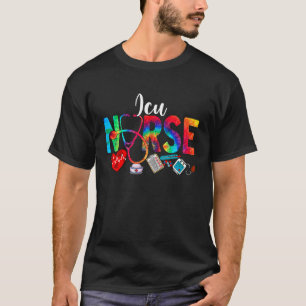 ICU Nurse Tie Dye Love Heart Stethoscope RN Nurse T-Shirt