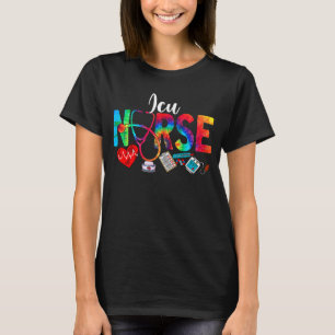 ICU Nurse Tie Dye Love Heart Stethoscope RN Nurse  T-Shirt