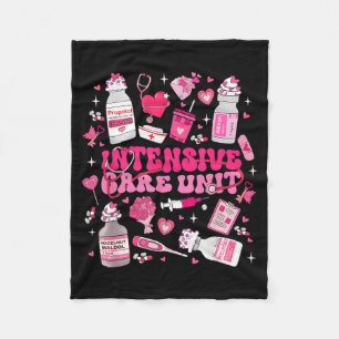 ICU Nurse Valentine Intensive Care Unit Micu Cvicu Fleece Blanket