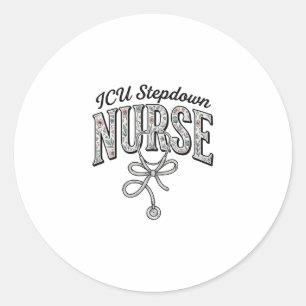 ICU Stepdown Nurse Vintage Floral Stethoscope Shir Classic Round Sticker