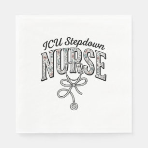ICU Stepdown Nurse Vintage Floral Stethoscope Shir Napkin